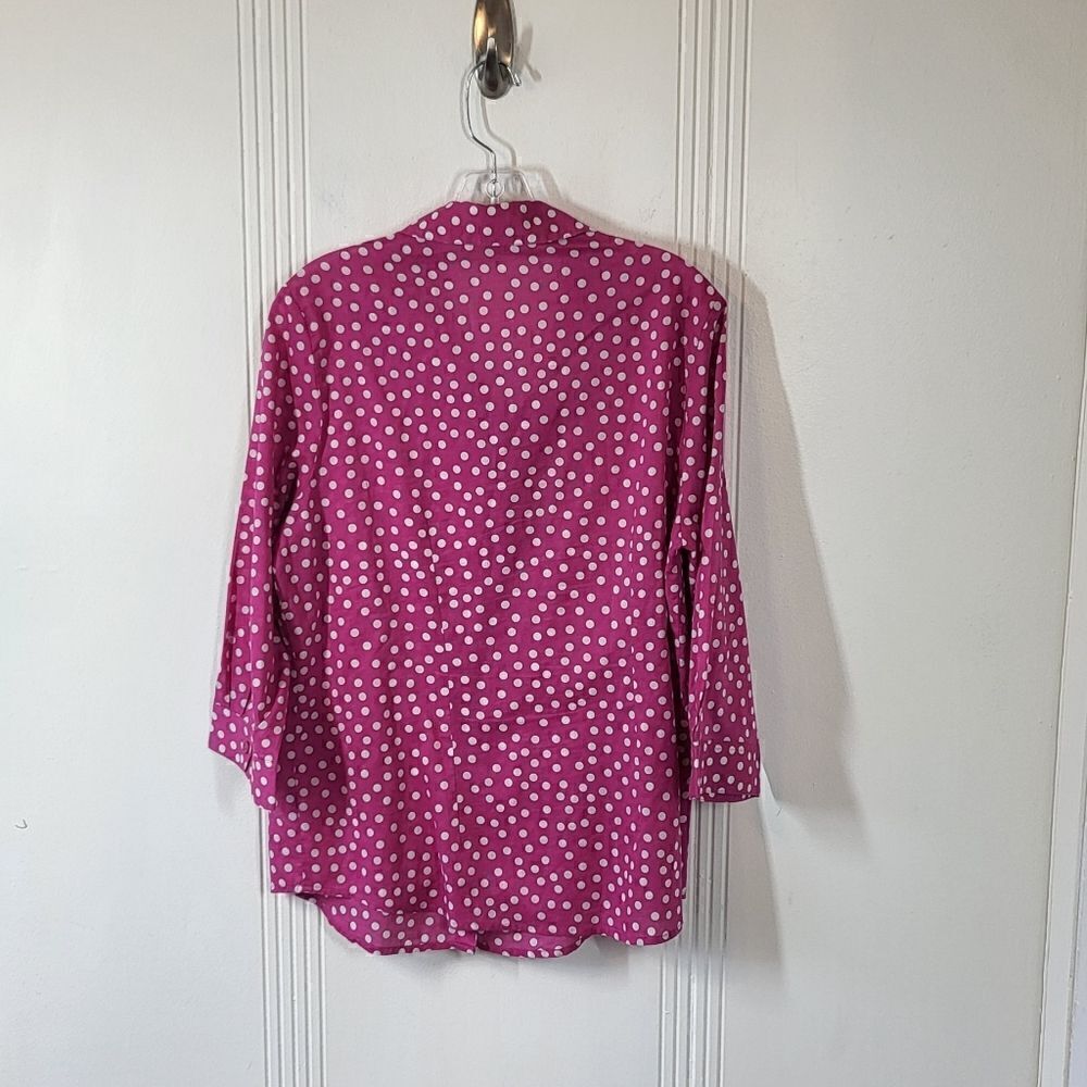 Coldwater Creek Pink & White Polka Dot Blouse - Picture 2 of 8
